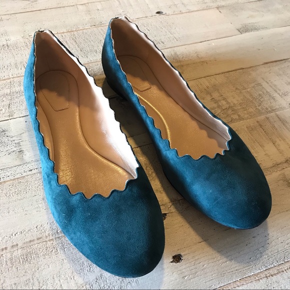 Chloe Shoes - Chloe Lauren Scalloped Ballet Flats Suede Size 39